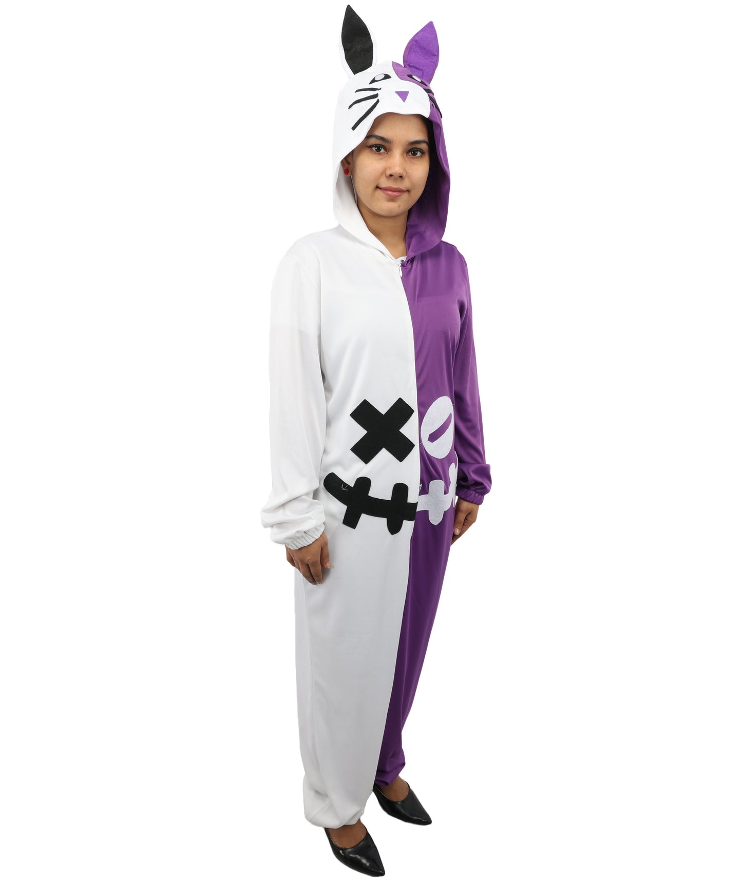 HPO Animal Onesie Pajamas Purple and White Costume| Cozy Cosplay Jumpsuit Sleepwear for Adults