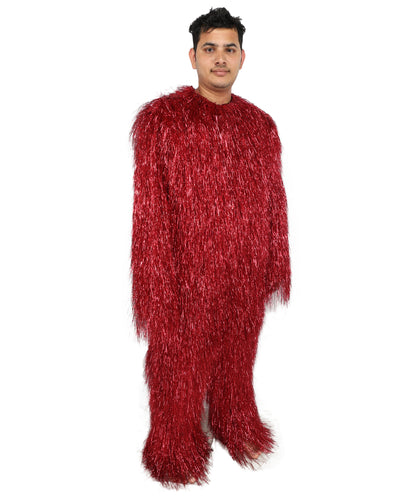 HPO Unisex Teen Extreme Tinsel Hairy Person Costume Bundle & Mask Set - Full-Body Tinsel Hair Suit Extra-Long Costume Wig for Halloween, Cosplay & Parties - Multiple Color Options