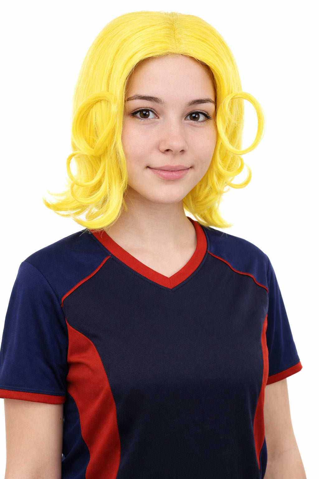 HPO Women's Wavy Bright Yellow Wig | Vibrant Synthetic Medium Hairstyle for Cosplay, Festivals, Stage Shows,  Parties & Photoshoots