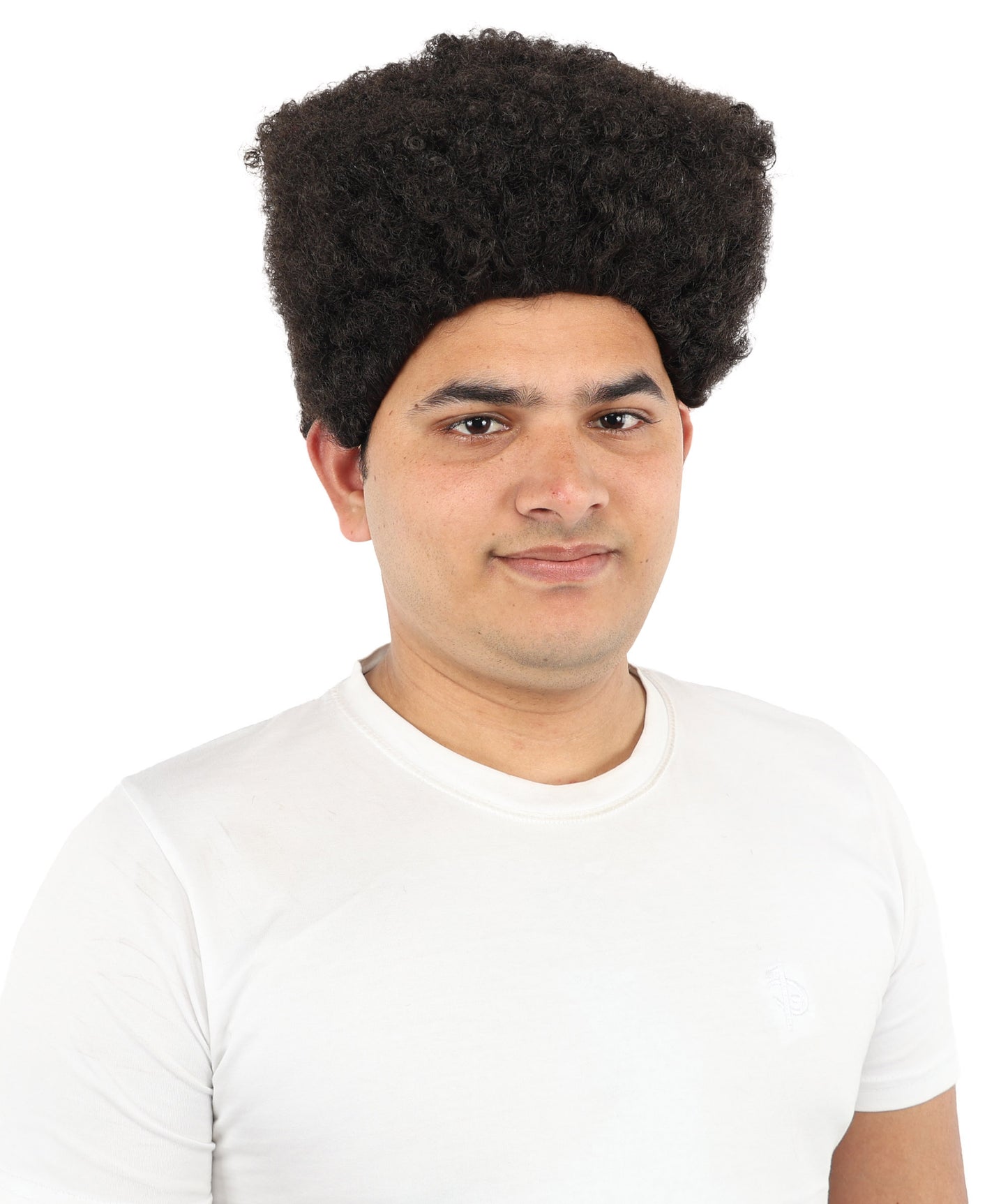 HPO Men’s Movie Character High Top Flat Brown Wig – Flame-retardant Synthetic Fiber | Retro Cosplay Hair for Halloween Party & Cosplay
