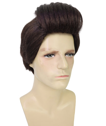 HPO Men’s High Volume Detective Style Brown Wig | Retro Fun Party Wig | Breathable Capless Cap