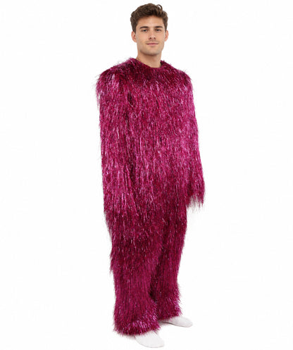 HPO UnisexTinsel Hairy Costume, Bundle & Mask Set | Full-Body Suit & Matching Mask | Long Hair Funny Costume for Halloween, Performers, Cosplay & Mascots | Multicolor Options