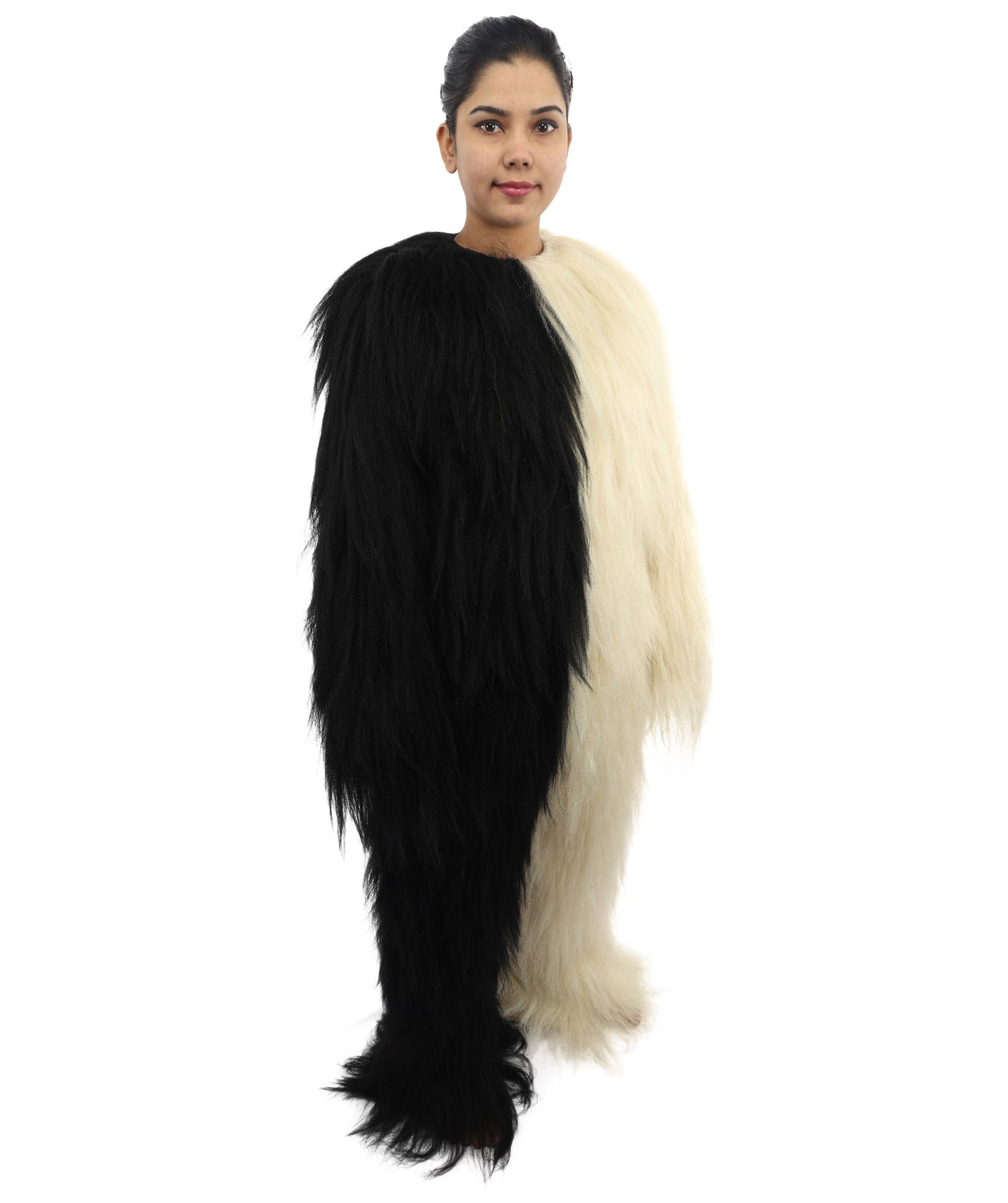 HPO Teen Extreme Hairy Person Two Part Costume, Mask and Bundle Set - Full-Body Hair Suit Extra-Long Costume Wig for Halloween, Cosplay & Parties - Multiple Color Options
