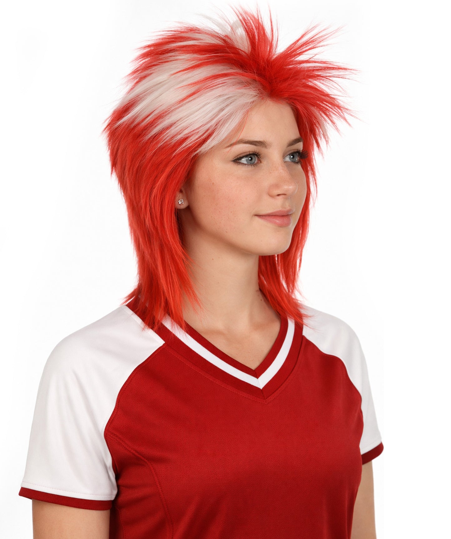 Denmark Flag Sports,80's Mullet Wig | Premium Breathable Capless Cap