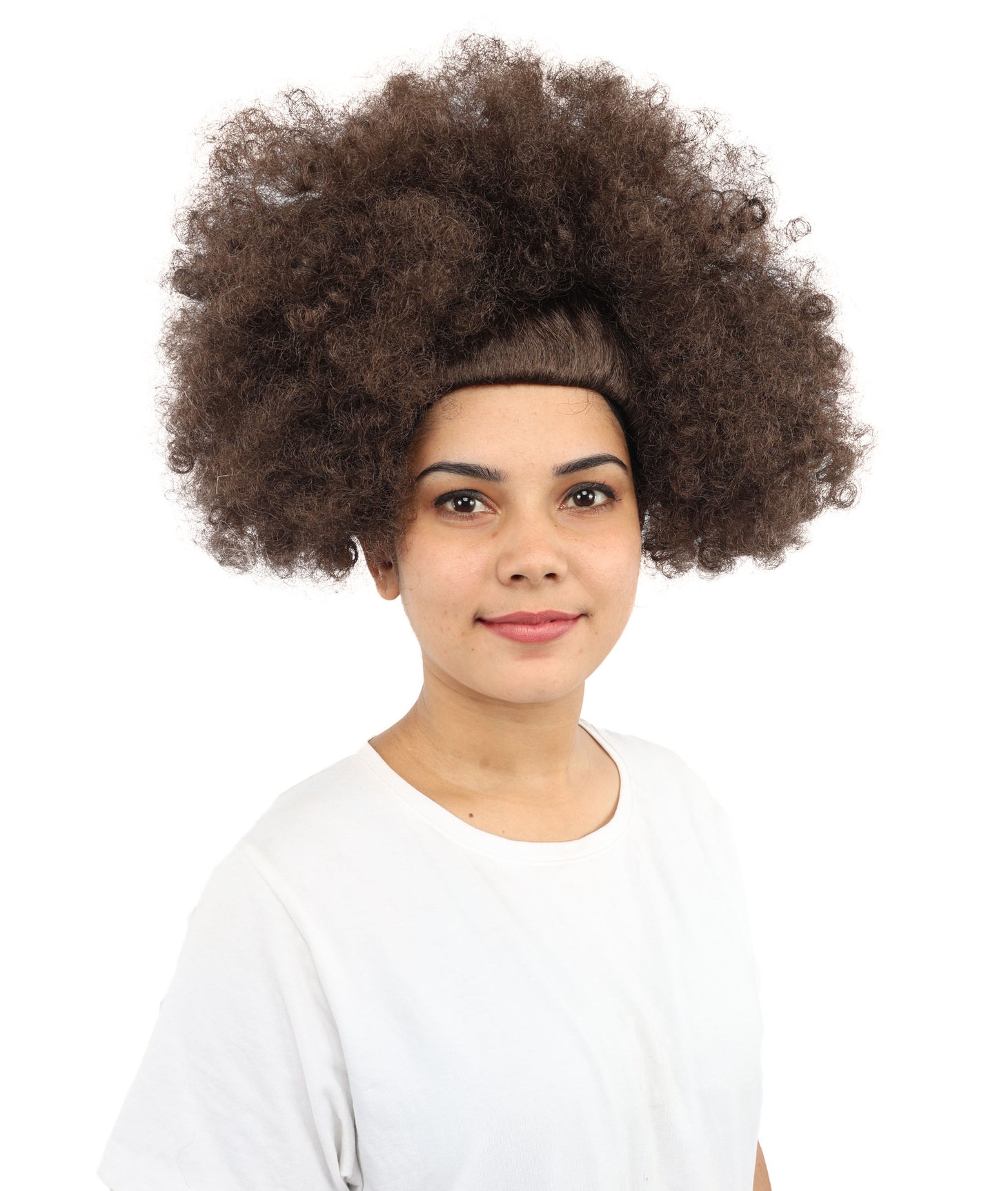 HPO Women’s Dark Brown Afro Wig | Voluminous Curly Synthetic Hairpiece with Adjustable Cap for Cosplay, Halloween, and Themed Events