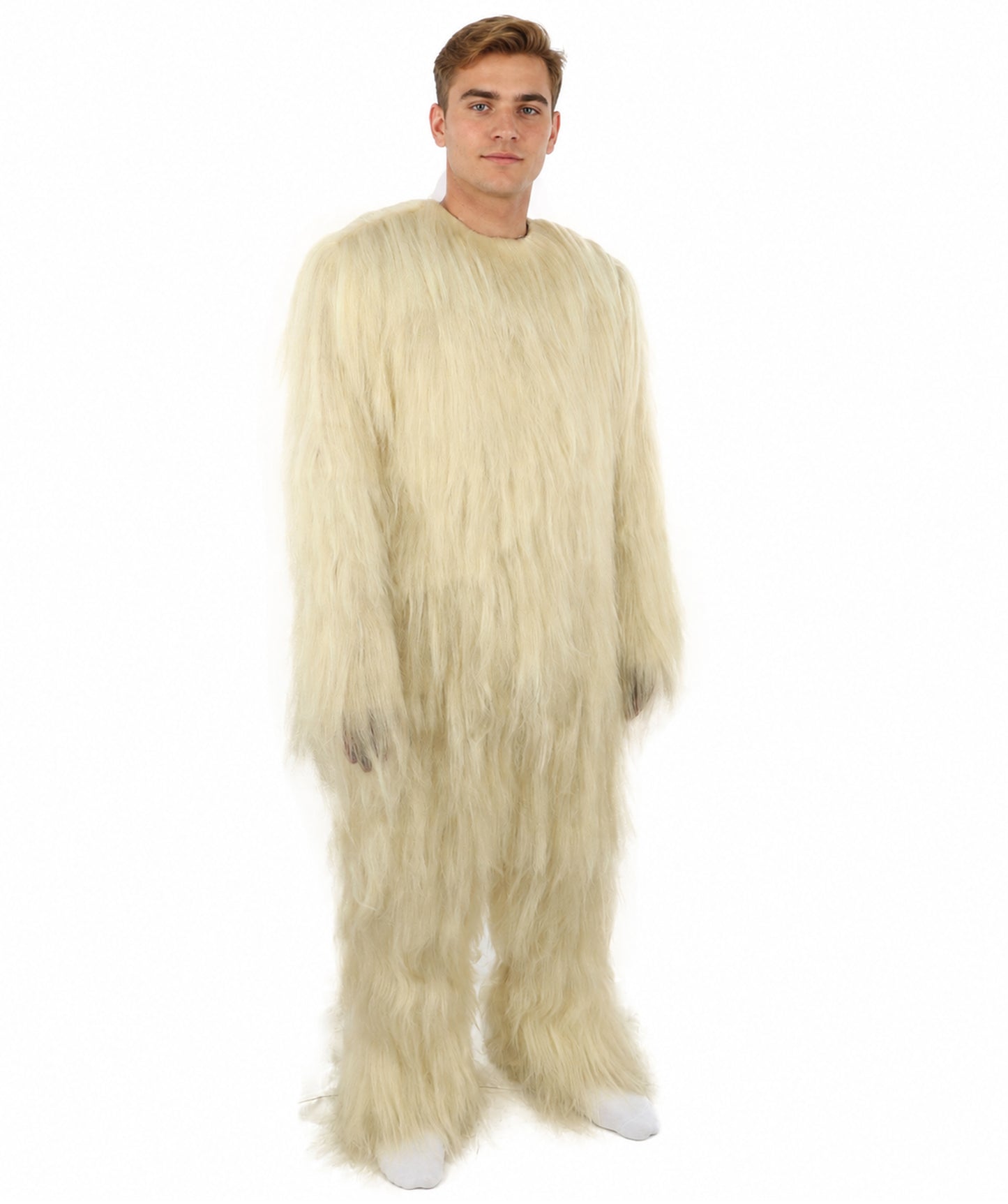 HPO Unisex Extreme Hairy Person Costume, Mask and Bundle - Full-Body Hair Suit Extra-Long Ash Brown Costume Wig for Halloween, Cosplay & Parties