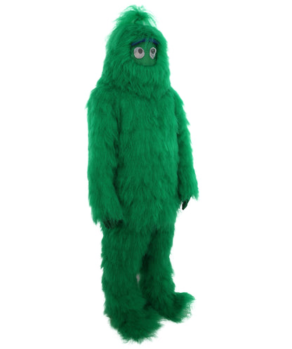 HPO Unisex Green Animal Fur Monster Costume Bundle – 75 Inch Full Outfit with Head Mask & Body Suit | Plush Mascot Style Costume for Halloween and Cosplay
