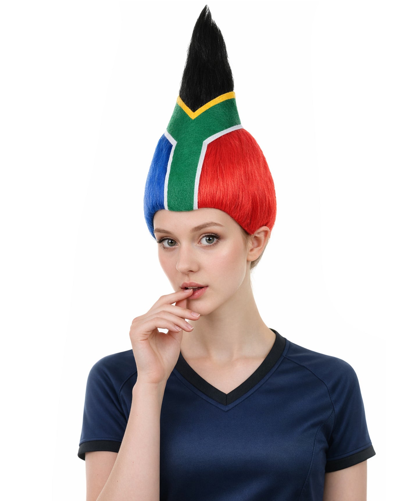 South Africa Flag Troll Wig | National Pride Long Multicolor Wig | Premium Breathable Capless Cap
