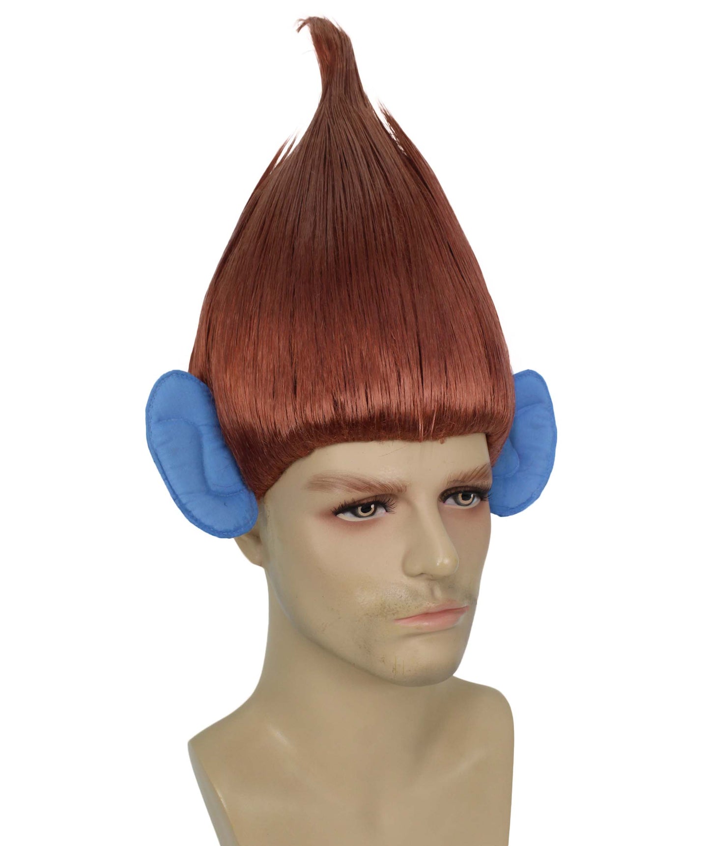 HPO Men's Pointy Diamond Guy Troll Wig with Blue Ears,Multiple Color,Flame-Retardant Synthetic Fiber