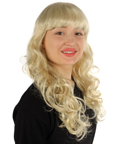 HPO Women's Wig for Fancy Anti-Hero Girl | Long Curly Party Ready Fancy Halloween Wigs | Premium Breathable Capless Cap