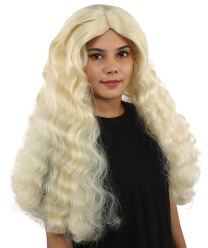 HPO Adult Women's Long Wavy Wig | Multiple Color Options | Center Parted Ginger Curls with Voluminous Ends, Heat Resistant Synthetic Fiber & Breathable Cap | Halloween, Teen Roleplay, Theater, Themed Party & Costume Events