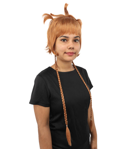 HPO Adult Women's Animal Ear Braided Wig | Multiple Color Options | Synthetic fiber, short bob with sculpted ears and long micro-braids, breathable base | Party, Halloween, theater, drag, performance, costume events