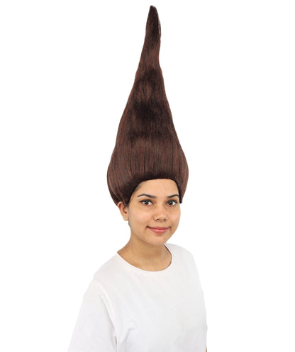 HPO Women's Tall Cone Wig | Solid dark hue, create of synthetic fiber, extremely tall smooth pointed texture, breathable base | Party, Halloween, theater, drag, performance, costume events