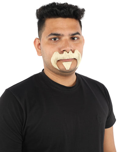 HPO Adult Men’s Bold Horseshoe Mustache with Chin Beard Set – Multiple Color Options - Flame-retardant Synthetic Fiber Fake Facial Hair | Ideal for Halloween Parties, Cowboy, Police Roleplay and Themed Events