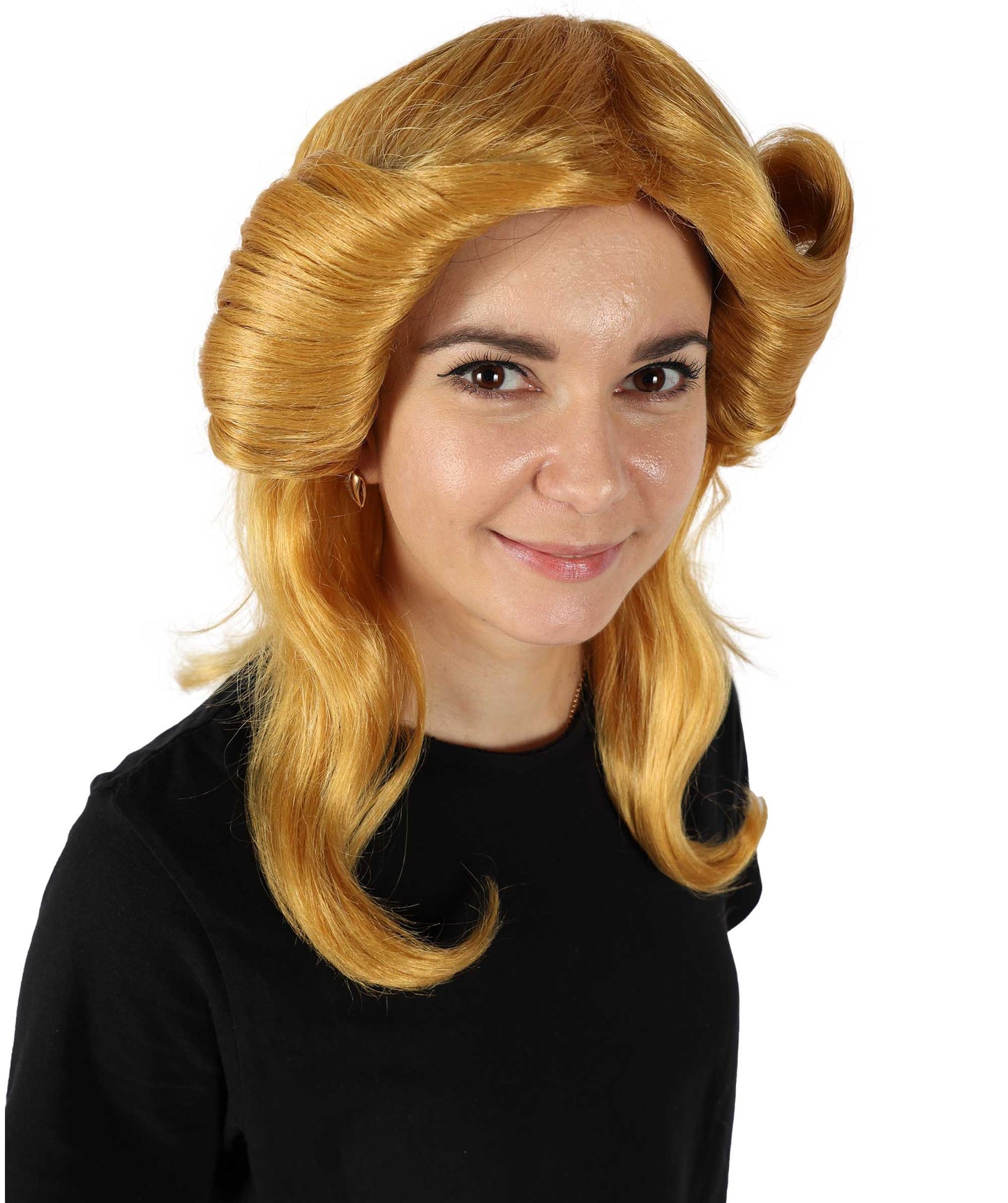 HPO Women's 70's Flick Multiple Color Retro Wig, Flame-retardant Synthetic Fiber