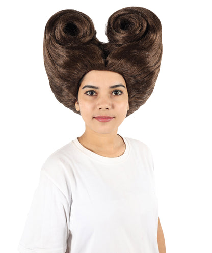 Women’s Supermodel Horn-shaped White Hair Updo Full Wig I Perfect for Halloween I Flame-retardant Synthetic Fiber