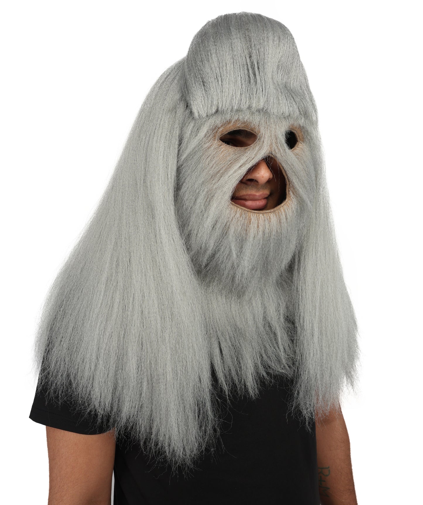HPO Unisex Extreme Hairy Person Costume, Mask and Bundle - Full-Body Hair Suit Extra-Long Ash Brown Costume Wig for Halloween, Cosplay & Parties