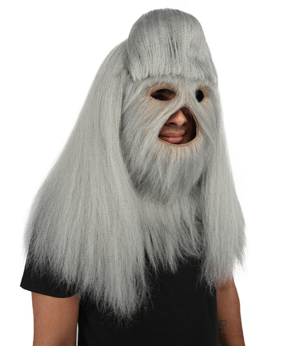 HPO Unisex Extreme Hairy Person Costume, Mask and Bundle - Full-Body Hair Suit Extra-Long Ash Brown Costume Wig for Halloween, Cosplay & Parties