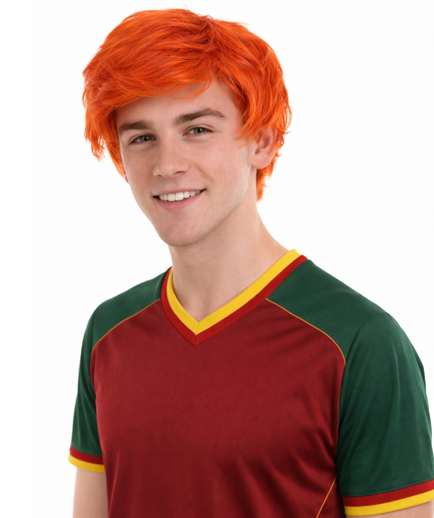 Ginger Tony Mens Wig | Orange Fancy  Halloween Wig | Premium Breathable Capless Cap
