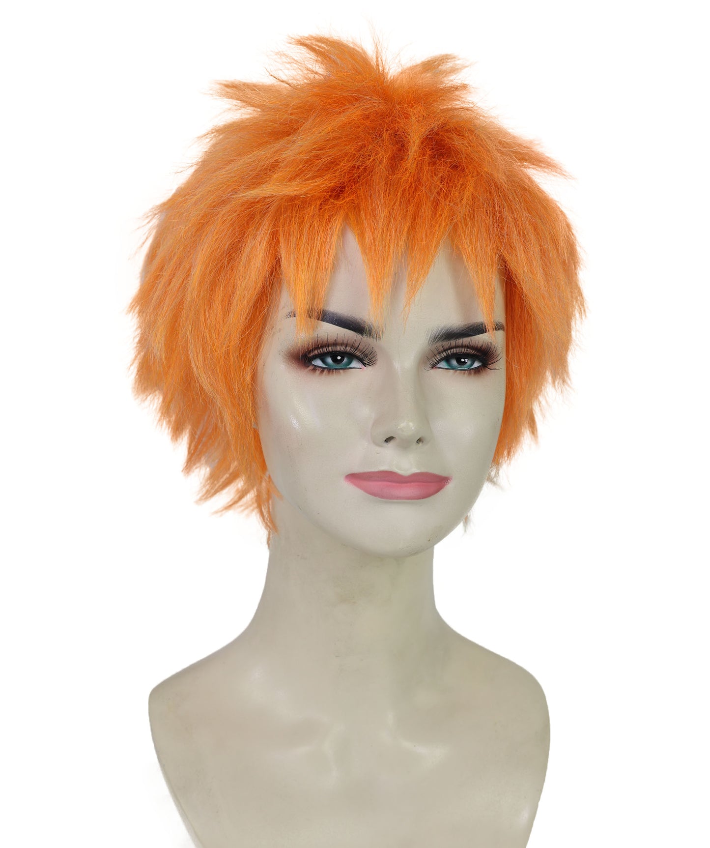 HPO Women’s Vibrant Orange Straight Twin Ponytail Wig  | Ideal for Halloween | Breathable Capless Cap