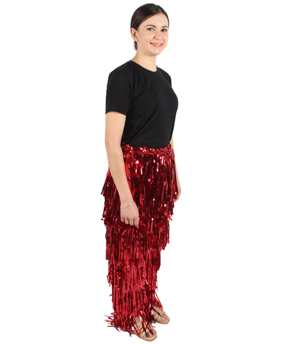 HPO Adult Women's Tinsel Fringed Tiered Multiple Color Options Trousers, Perfect for Halloween, Flame-retardant Synthetic Material