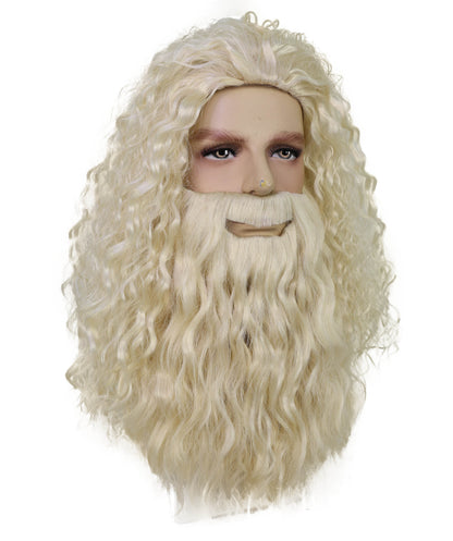 Santa Claus Grey Wig and Beard Set | White Christmas | Premium Breathable Capless Cap