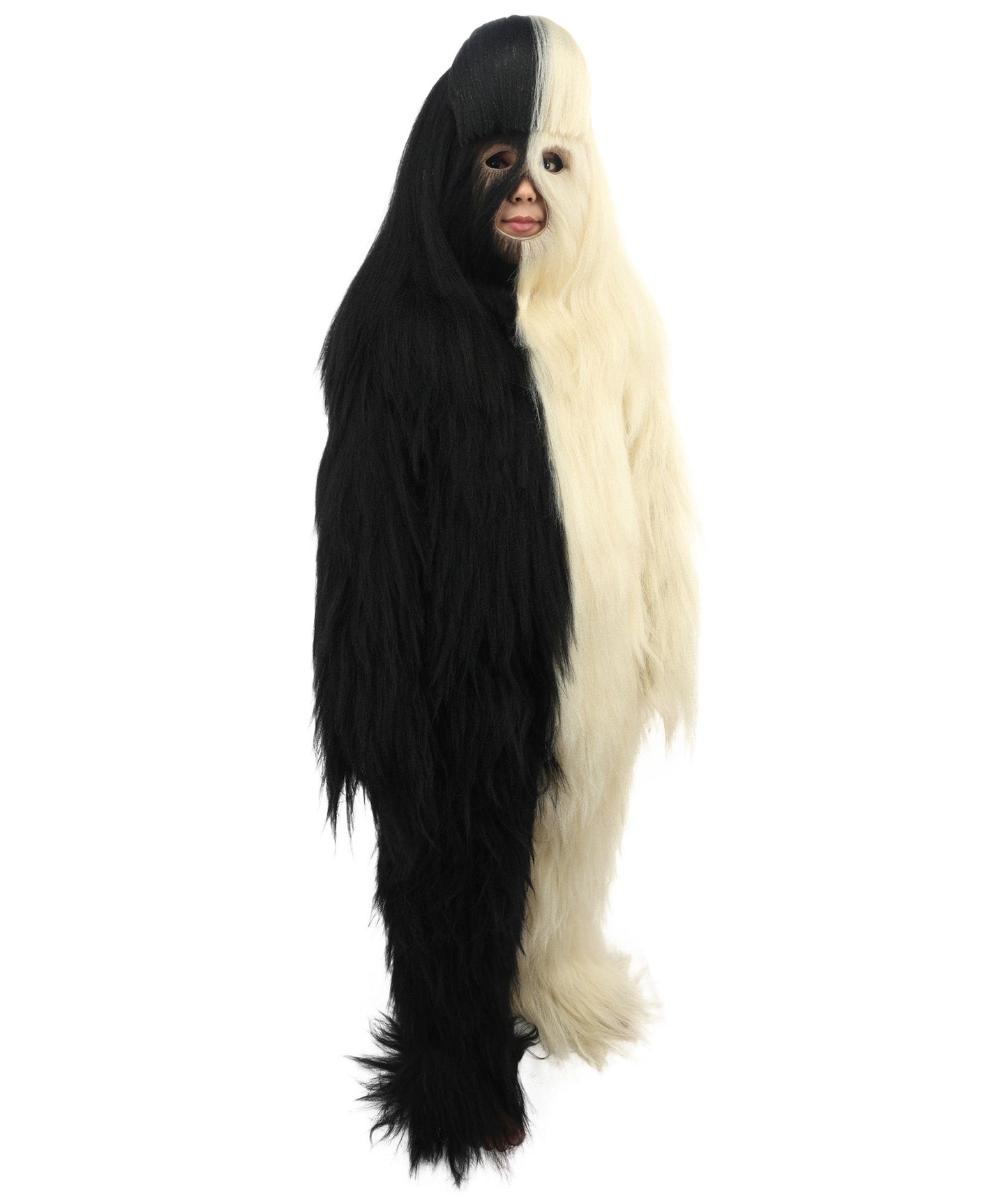 HPO Teen Extreme Hairy Person Two Part Costume, Mask and Bundle Set - Full-Body Hair Suit Extra-Long Costume Wig for Halloween, Cosplay & Parties - Multiple Color Options