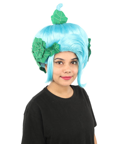 HPO Adult Women's Sculpted Pumpkin Show Wig | Multiple Color Options | Create of synthetic fiber, massive spherical updo with green leaf accents, breathable base | Halloween, theater, drag, performance, party, costume events