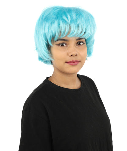 HPO Adult Women's Short Silver White Pixie Wig  | Edgy Layered Cut with Bangs | Synthetic Hair Wig for Stage Fashion, Cosplay, Halloween & Bold Party Looks