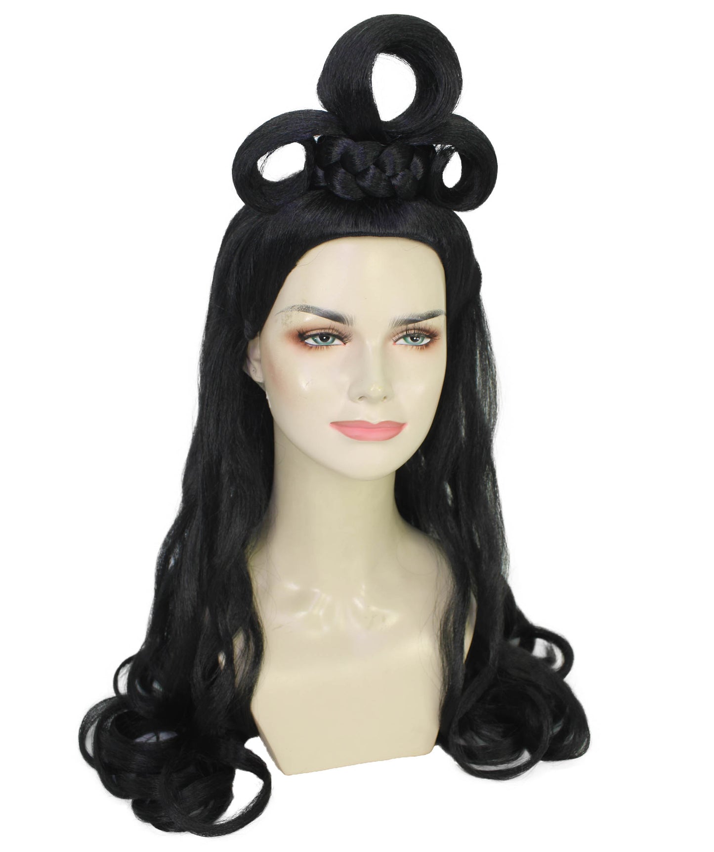 HPO Women's Long Curl Wig with Ring , Multiple Color Options , Flame-retardant Synthetic Fiber