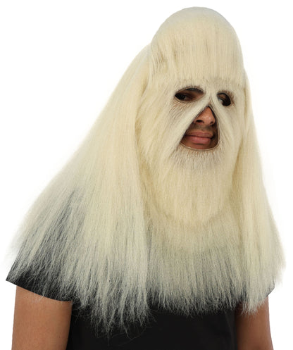 HPO Unisex Extreme Hairy Person Costume, Mask and Bundle - Full-Body Hair Suit Extra-Long Ash Brown Costume Wig for Halloween, Cosplay & Parties
