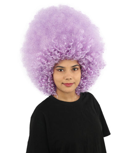 HPO Women's Giant White Glitter Afro Wig | Massive Puffy Sparkle Hair with Silver Sheen, Synthetic Fiber & Breathable Cap | Halloween, Troll Roleplay, 70s Disco Party, Theater & Funny Costume