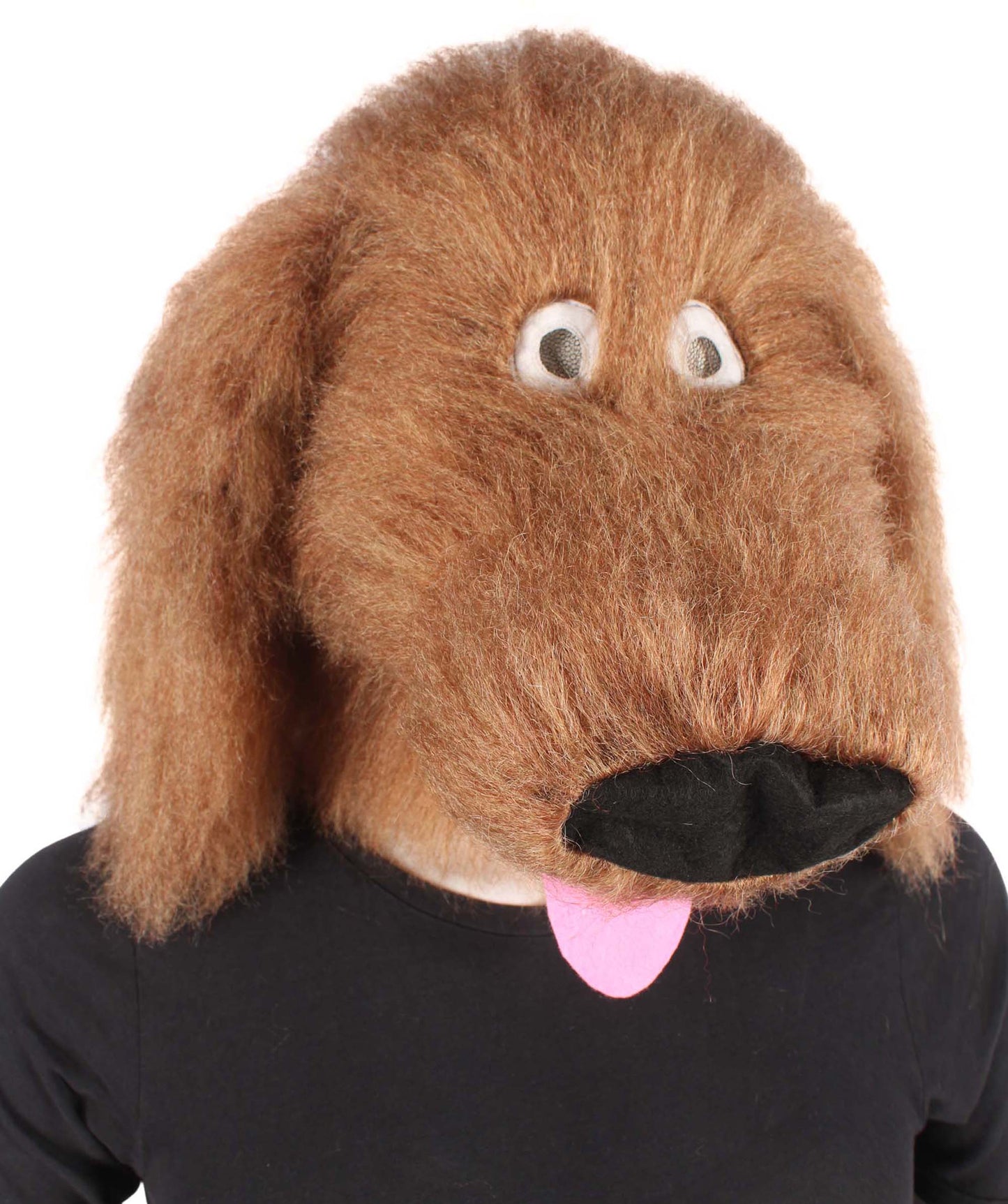 HPO Unisex Furry Brown Dog Mask I Perfect for Halloween I Flame-retardant Synthetic Fiber