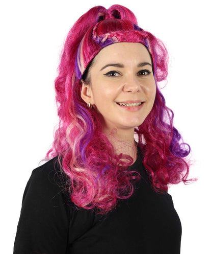 HPO Women's Kween Kong Drag Rainbow Wig | Voluminous purple  18-inch Long curly style | Ideal for party, Halloween, cosplay, theater, drag, performance, costume events