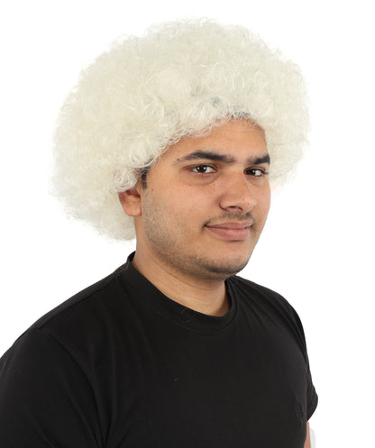 HPO Men's Afro Style Clown Wig with Standard Cap  | Flame-Retardant Synthetic Fiber | Ideal for Parties, Cosplay, and Themed Events