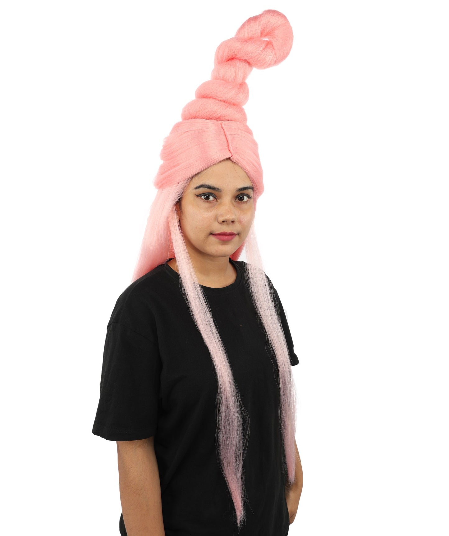 HPO Adult Women's Sculpted Loop Topknot Wig | Multiple Color Options | Create of synthetic fiber, gravity-defying twisted vertical bun with long face-framing strands, breathable base | Party, Halloween, theater, drag, performance, costume events