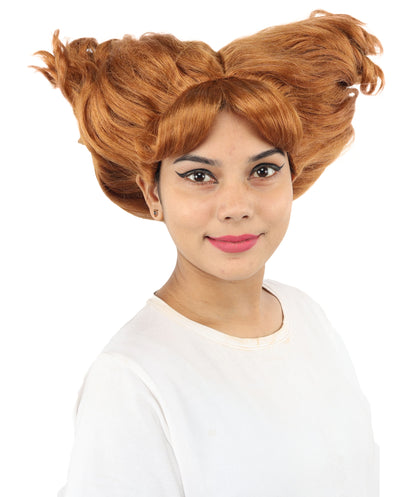 HPO Women's Theatrical Structured Fantasy wig | Warm Brown, created of flame-retardant synthetic fiber, extreme wide side volume, capless base | Theater, stage performance, drag events