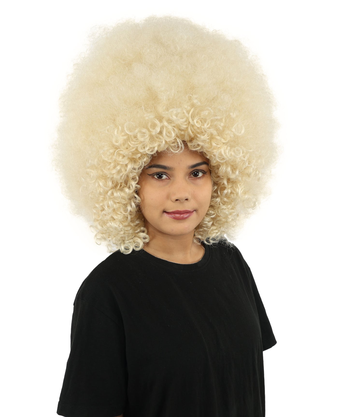HPO Women's Giant White Glitter Afro Wig | Massive Puffy Sparkle Hair with Silver Sheen, Synthetic Fiber & Breathable Cap | Halloween, Troll Roleplay, 70s Disco Party, Theater & Funny Costume