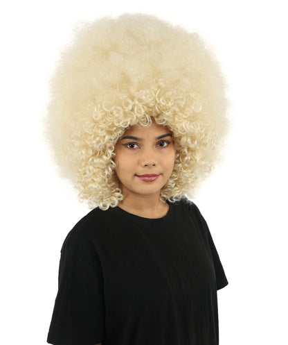 HPO Women's Giant White Glitter Afro Wig | Massive Puffy Sparkle Hair with Silver Sheen, Synthetic Fiber & Breathable Cap | Halloween, Troll Roleplay, 70s Disco Party, Theater & Funny Costume