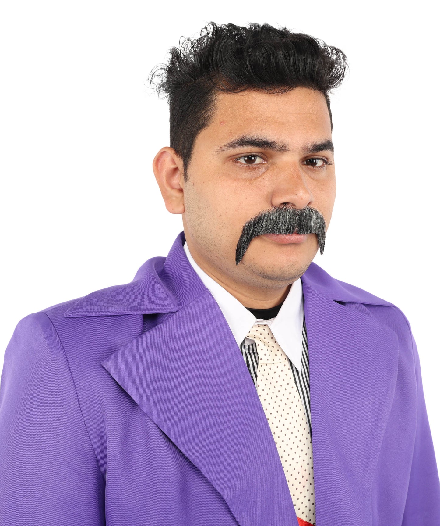 Men's long Horseshoe Human Hair Mustache | Facial Hair Multiple Colors Option | HPO