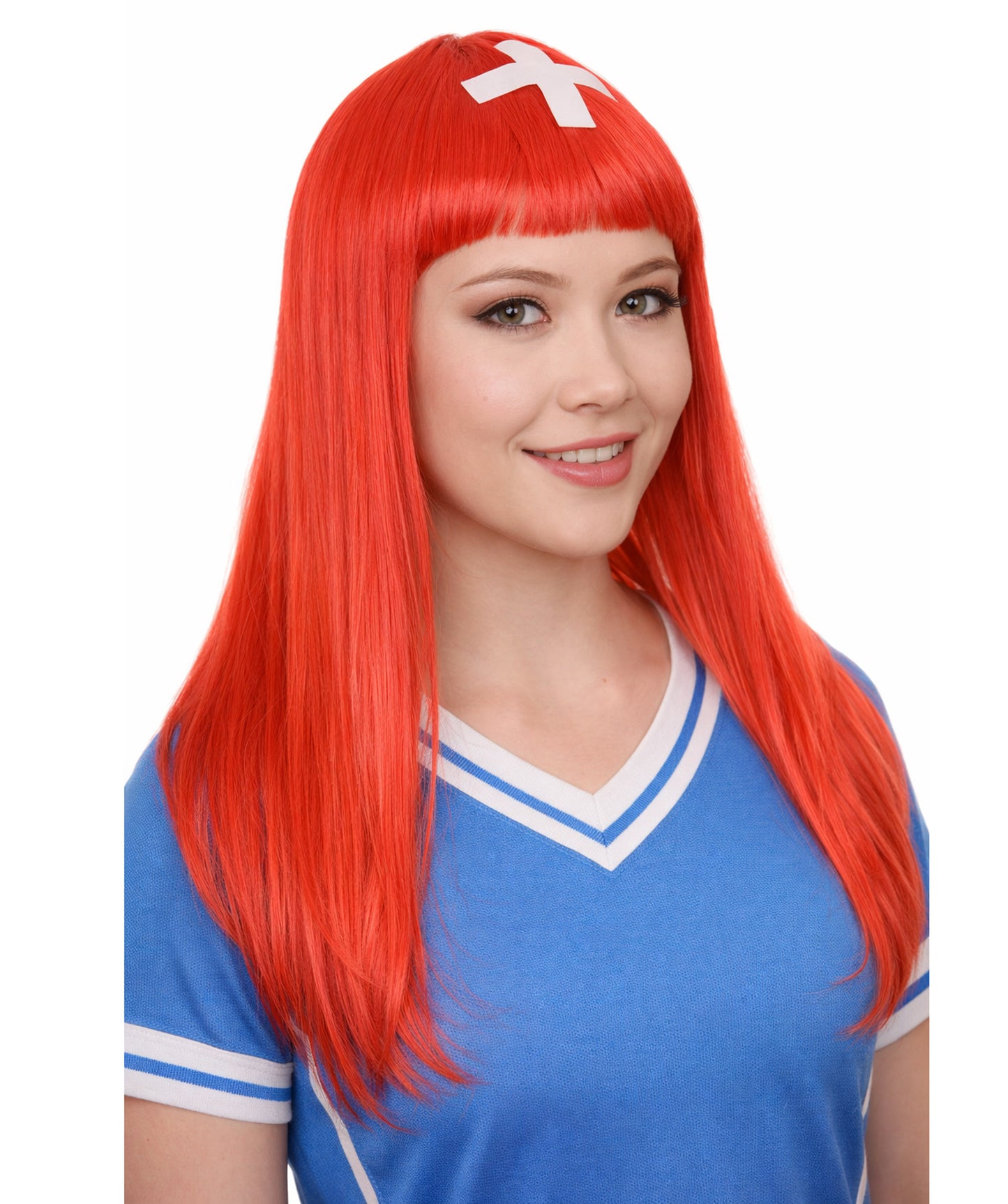 Switzerland Flag Sport Party Long Bob Wig | Premium Breathable Capless Cap