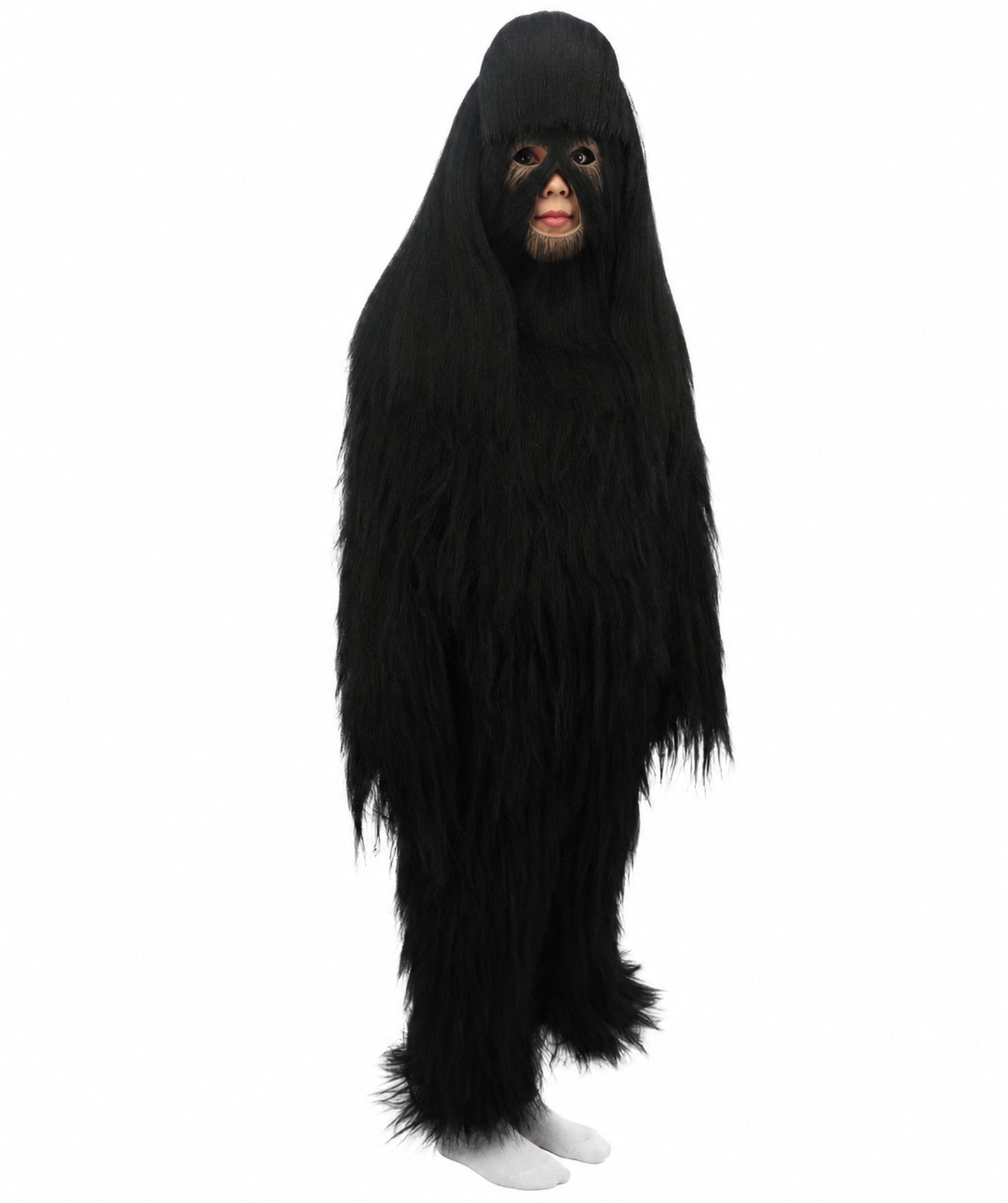 HPO Teen Extreme Hairy Person Costume Bundle & Mask Set - Full-Body Hair Suit Extra-Long Costume Wig for Halloween, Cosplay & Parties - Multiple Color Options
