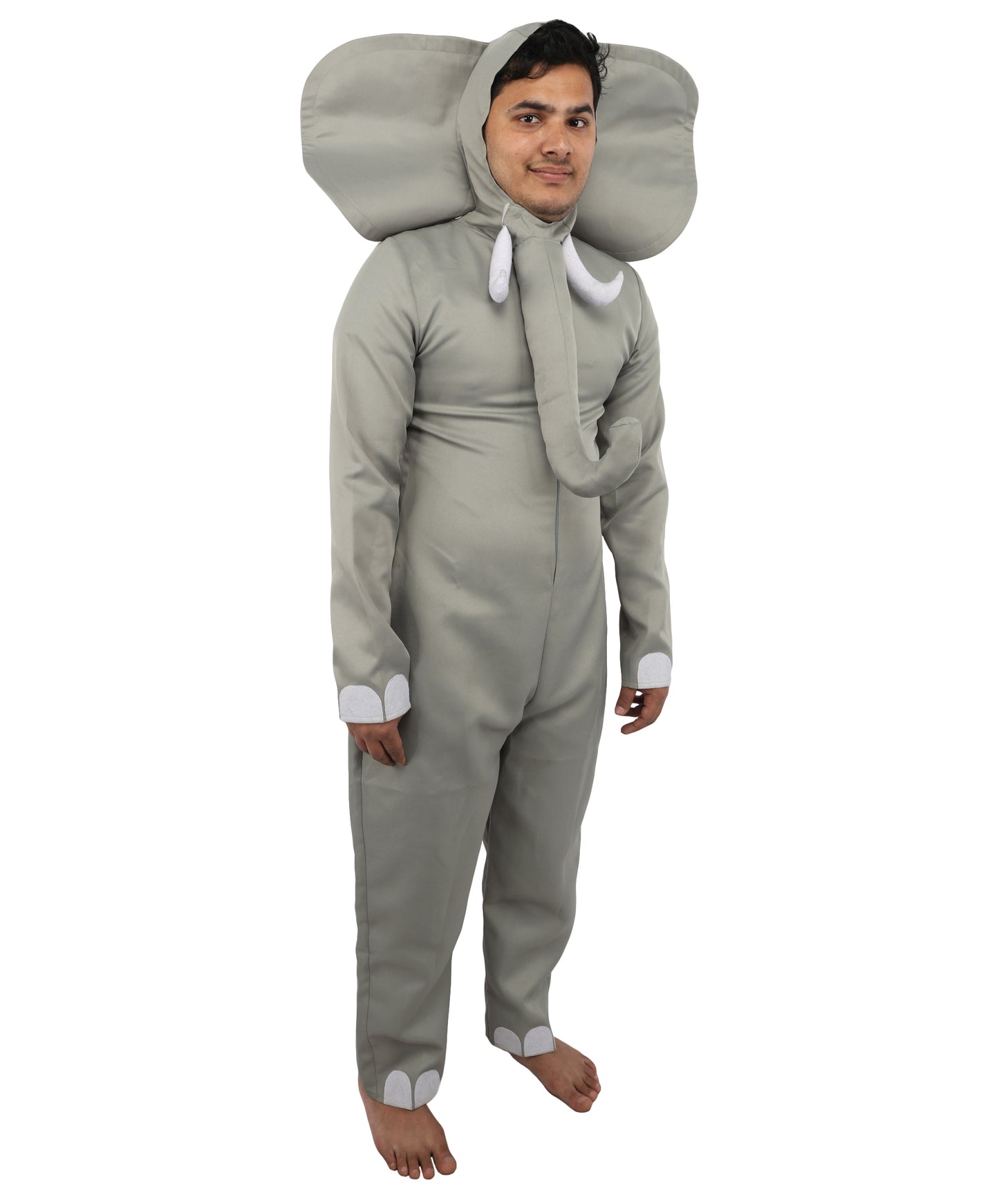 HPO Men's Grey Elephant Jungle Safari Costume - One-Piece Animal Jumpsuit