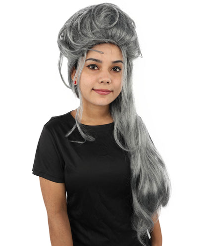 HPO Extra Long Messy Dark Grey Zombie-Style Wig | Distressed Hairpiece for Halloween, Cosplay, Themed Parties, Stage Performances & Haunted Roleplay