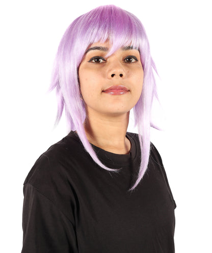 HPO Adult Women’s Anime Cosplay Wig – Short Purple Synthetic Hairpiece, Parties, and Festivals
