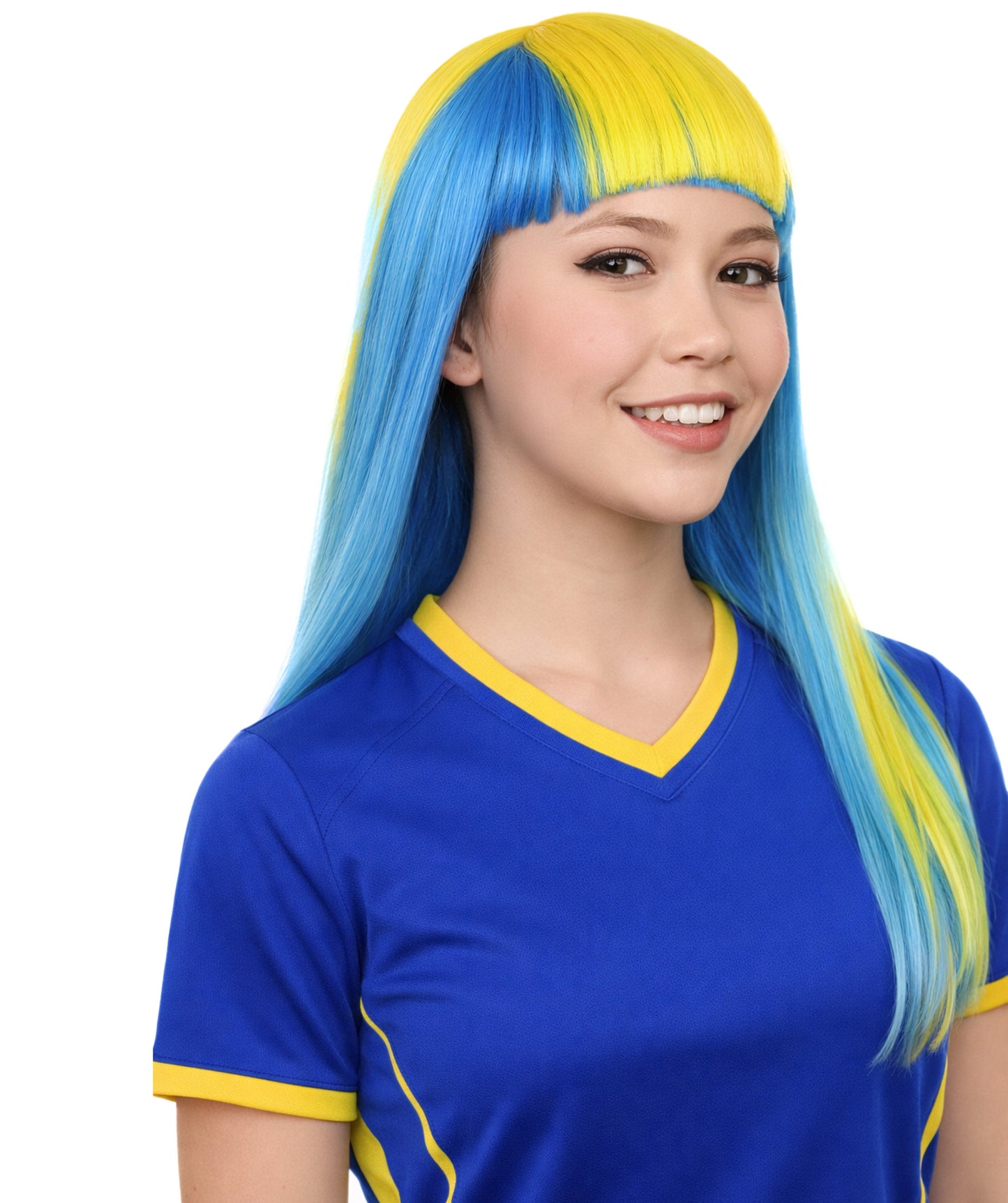 Sweden Flag Sport Party Long Bob Wig | Premium Breathable Capless Cap