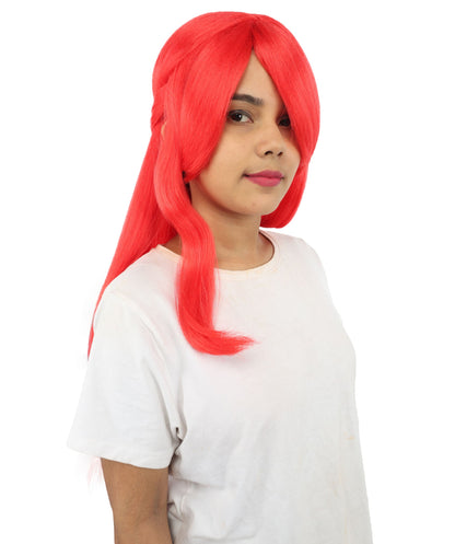 HPO Adult Women's Anime Character Wig | Multiple Color Options | Synthetic Fiber with Side Swept Bangs and Top Tuft | Halloween Party and Comic Con Events