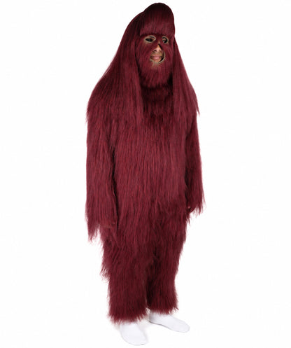 HPO Unisex Extreme Hairy Person Costume, Mask and Bundle - Full-Body Hair Suit Extra-Long Ash Brown Costume Wig for Halloween, Cosplay & Parties