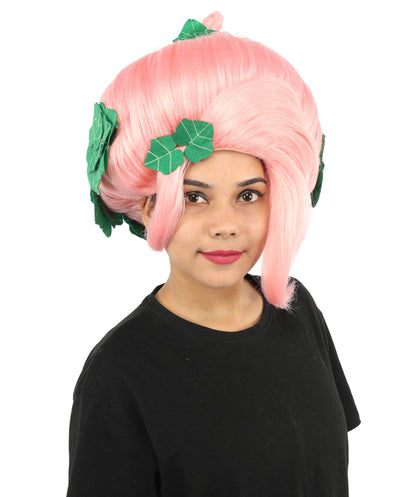 HPO Adult Women's Sculpted Pumpkin Show Wig | Multiple Color Options | Create of synthetic fiber, massive spherical updo with green leaf accents, breathable base | Halloween, theater, drag, performance, party, costume events