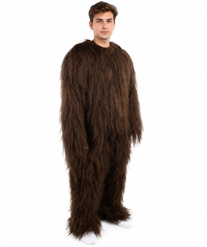 HPO Unisex Extreme Hairy Person Costume, Mask and Bundle - Full-Body Hair Suit Extra-Long Ash Brown Costume Wig for Halloween, Cosplay & Parties
